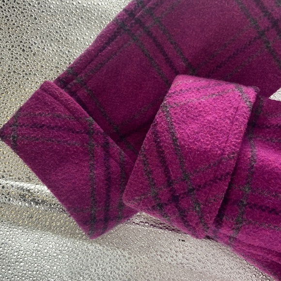 Moda International magenta pink plaid wool blend double breasted jacket coat - Picture 9 of 13